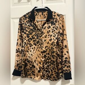 Zara Animal Print Satin Blouse